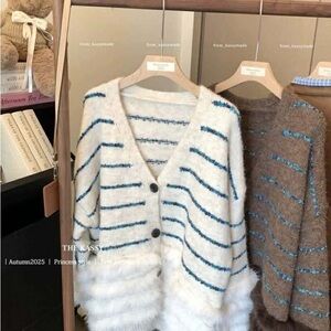 Striped Button-Up Women Sweater